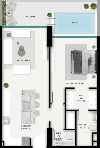 COSMOS Ocean Pearl 2 - 1 BHK With Pool
